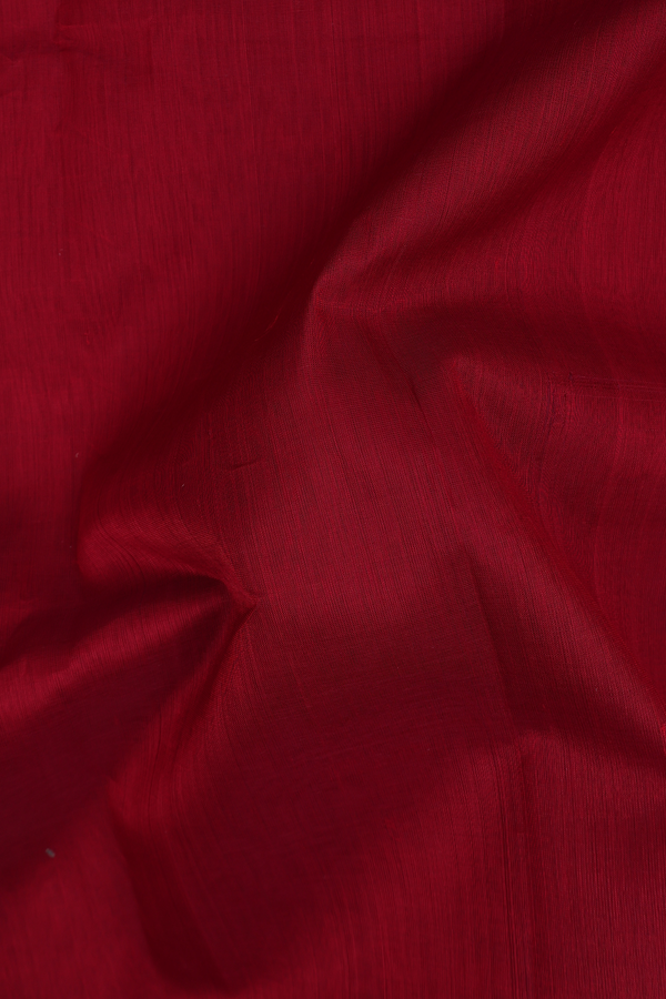 Traditional Silk Cotton Saree In Red With Contrast Border