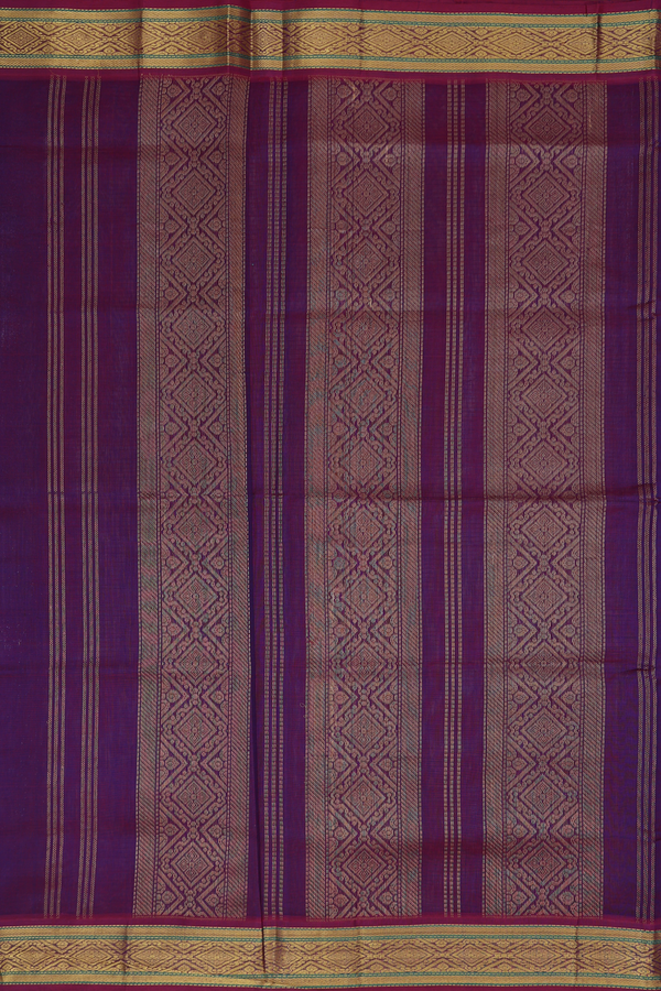 Traditional Silk Cotton Saree Off White With Checks Design