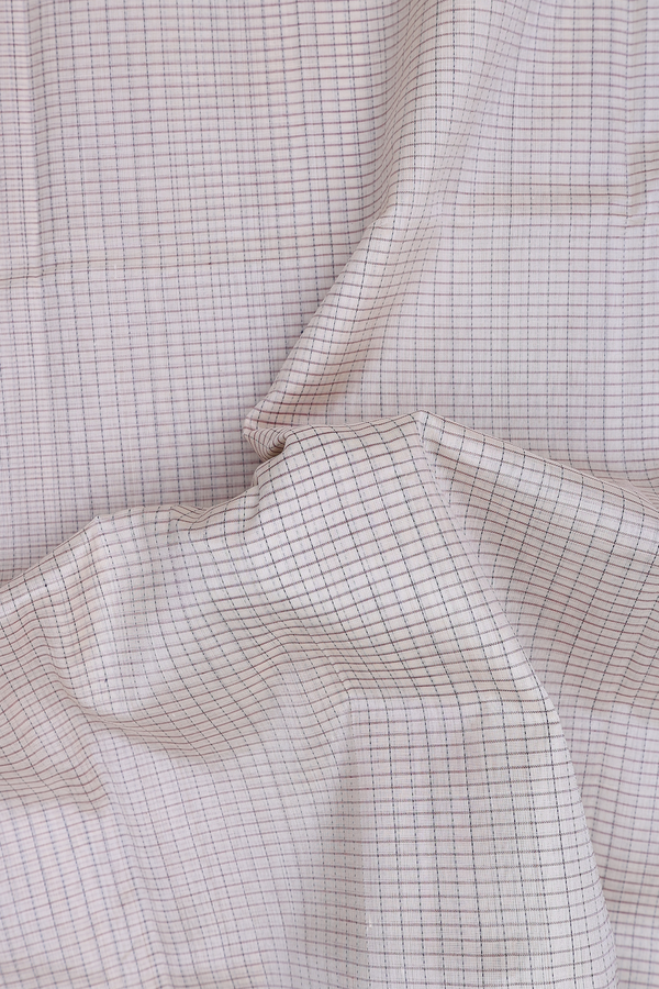 Traditional Silk Cotton Saree Off White With Checks Design