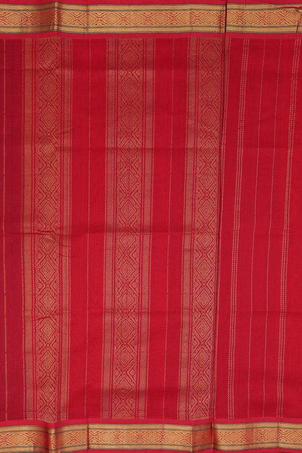 Traditional Silk Cotton Saree Green With Checks Design