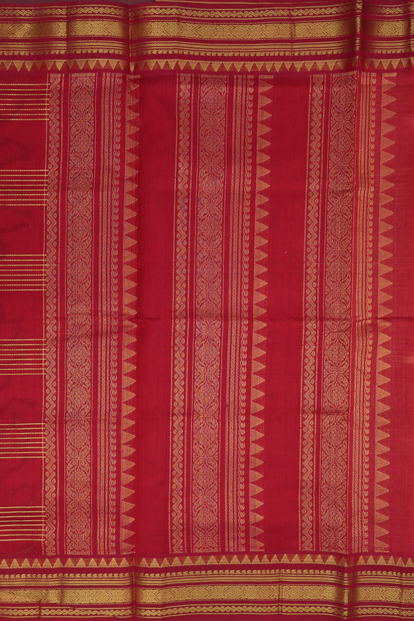 Traditional Silk Cotton Saree Brown With Checks Design