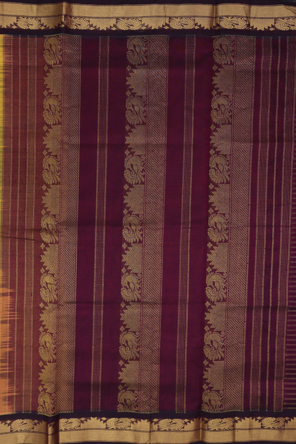 Traditional Silk Cotton Saree Yellow With Checks Design