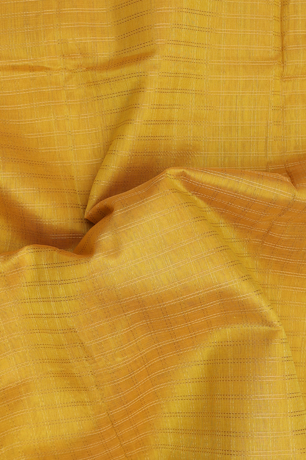 Traditional Silk Cotton Saree Yellow With Checks Design