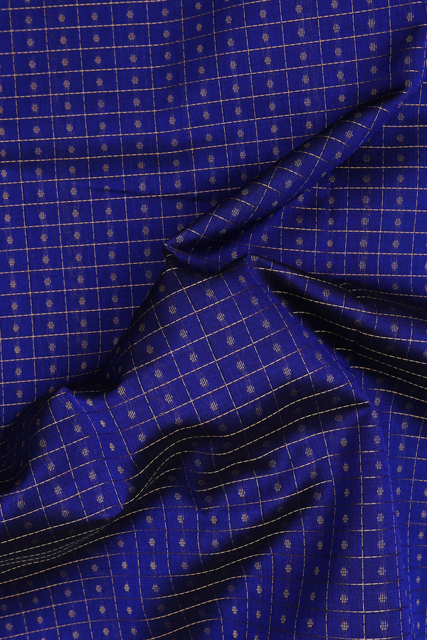 Traditional Silk Cotton Saree Royal Blue With Checks Design
