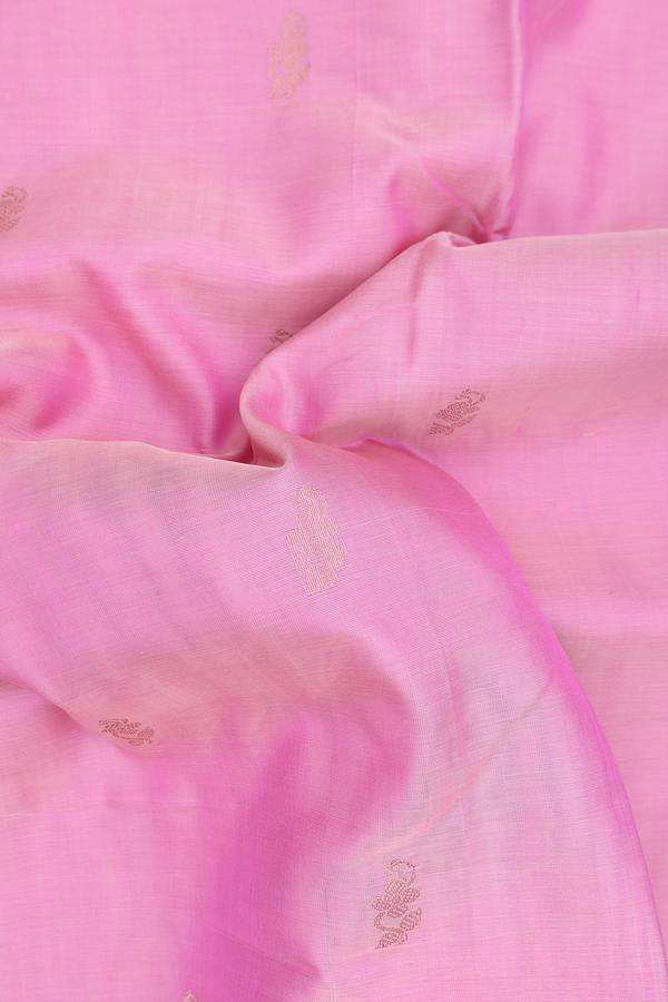 Traditional Silk Cotton Saree In Pink With Floral Buttas