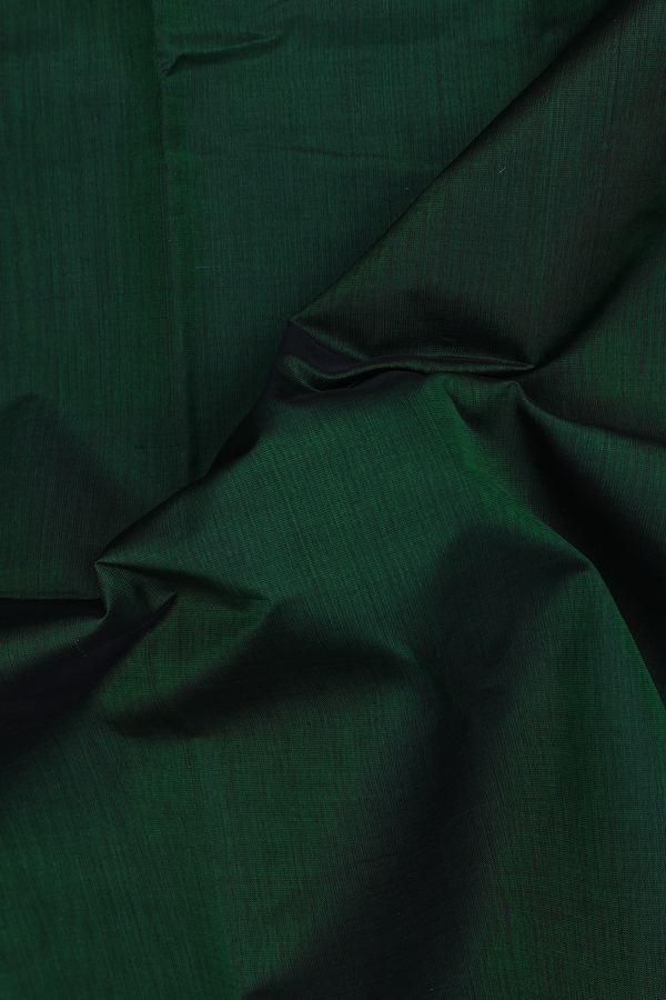 Silk Cotton Saree Forest Green With Twill Weave Border