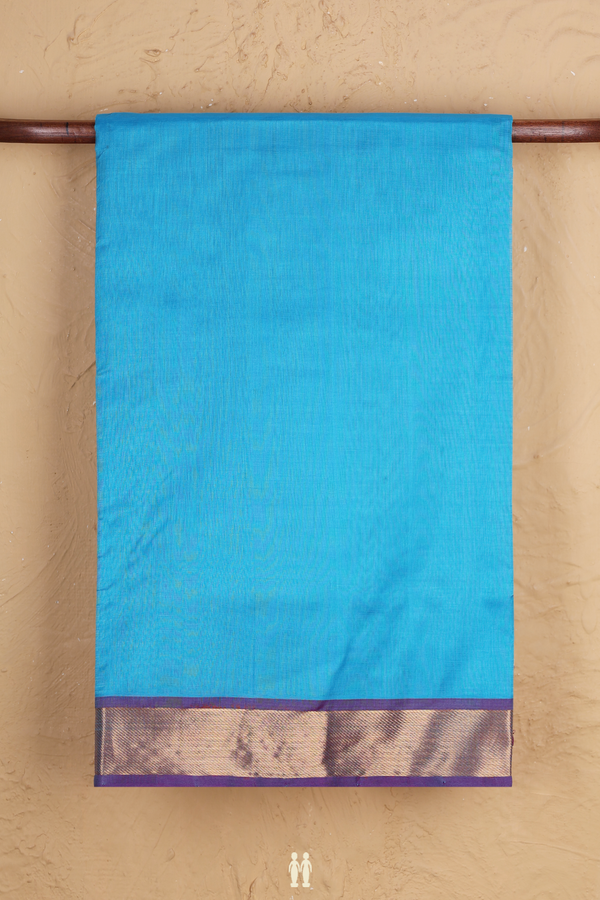 Traditional Silk Cotton Saree Blue With Twill Weave Border