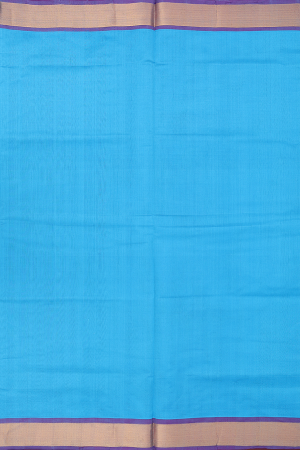 Traditional Silk Cotton Saree Blue With Twill Weave Border
