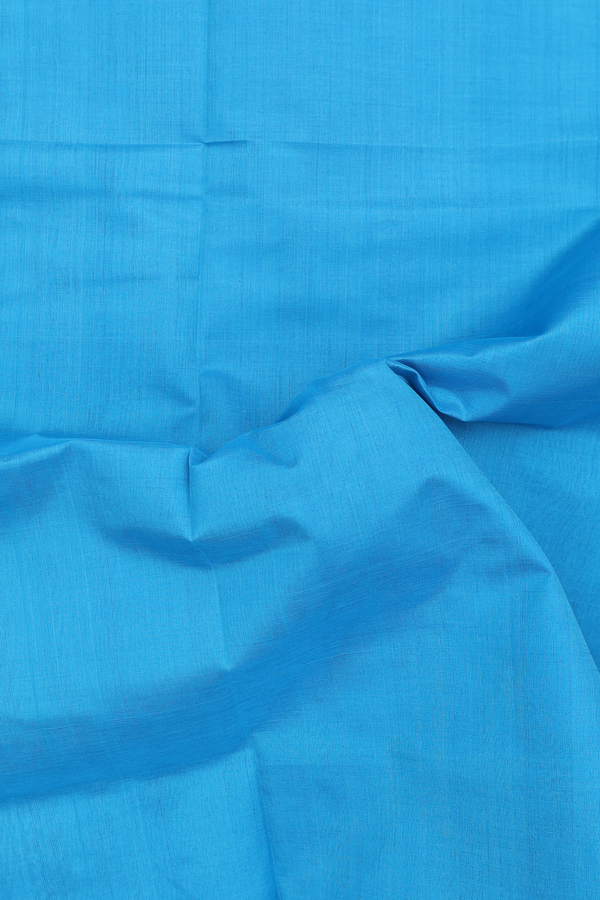 Traditional Silk Cotton Saree Blue With Twill Weave Border