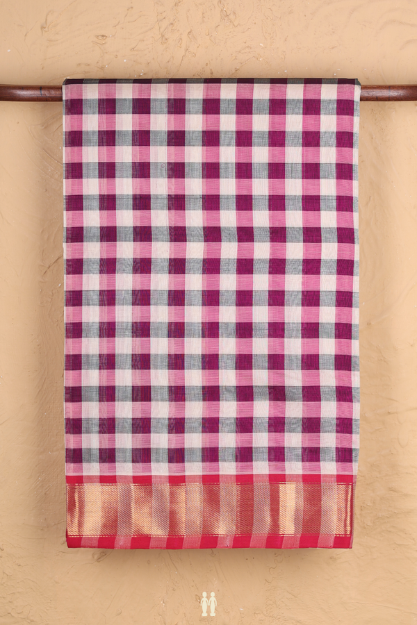 Traditional Silk Cotton Saree In Multicolor With Checks Design