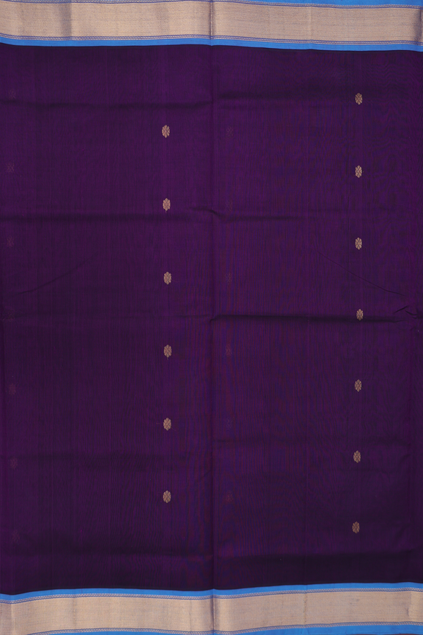 Traditional Silk Cotton Saree In Purple With Floral Buttas