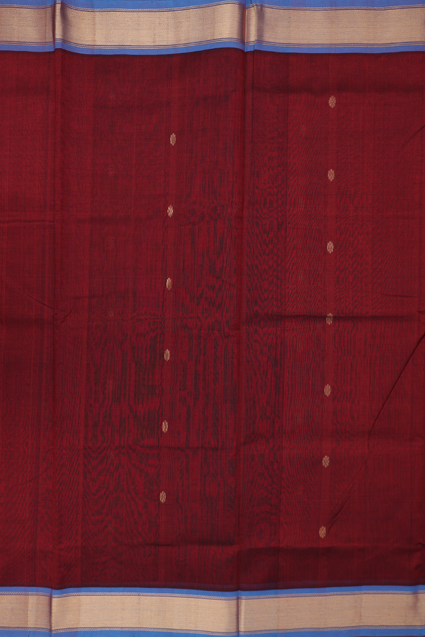 Traditional Silk Cotton Saree Berry Red With Floral Buttas