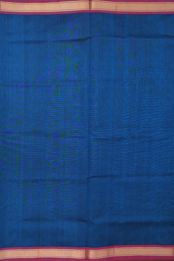 Traditional Silk Cotton Saree Blue With Twill Weave Border