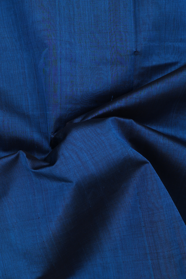 Traditional Silk Cotton Saree Blue With Twill Weave Border