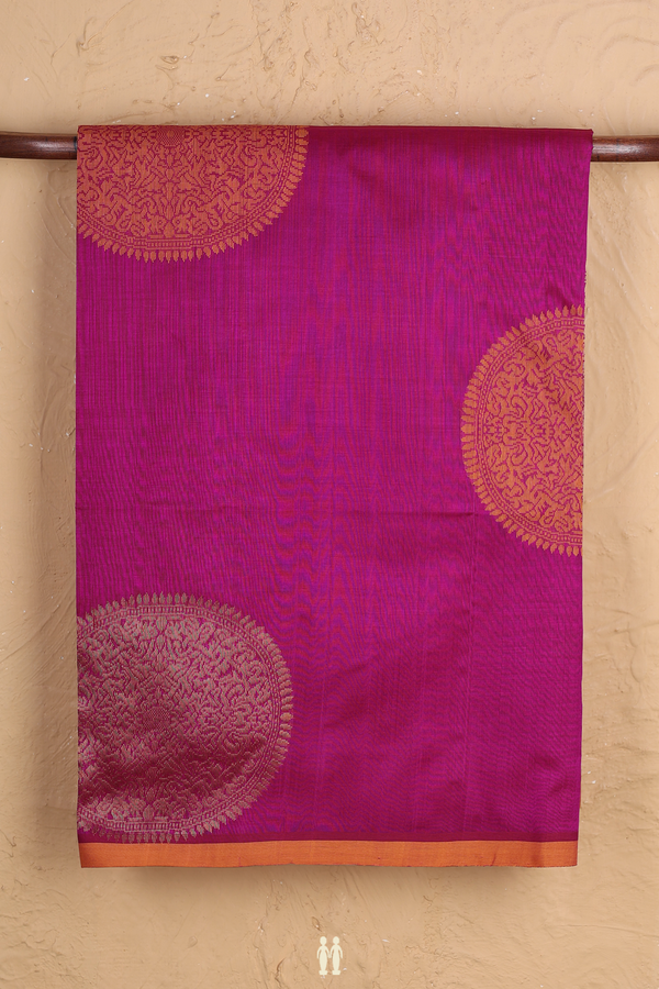 Silk Cotton Saree In Purple Rose With Mandala Design
