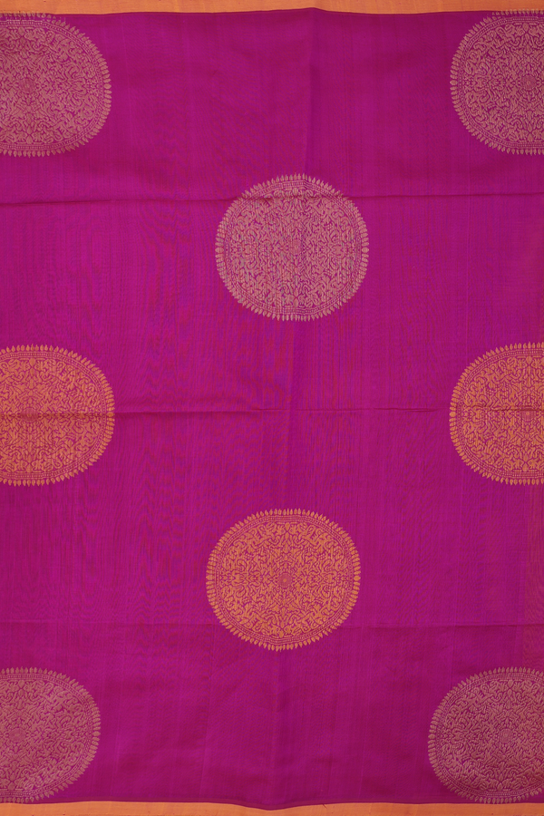 Silk Cotton Saree In Purple Rose With Mandala Design