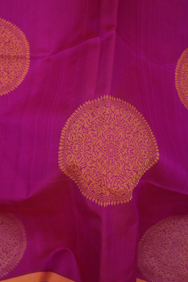 Silk Cotton Saree In Purple Rose With Mandala Design