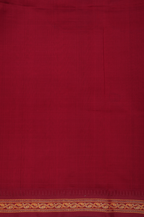 Traditional Silk Cotton Saree In Brown With Checks Design