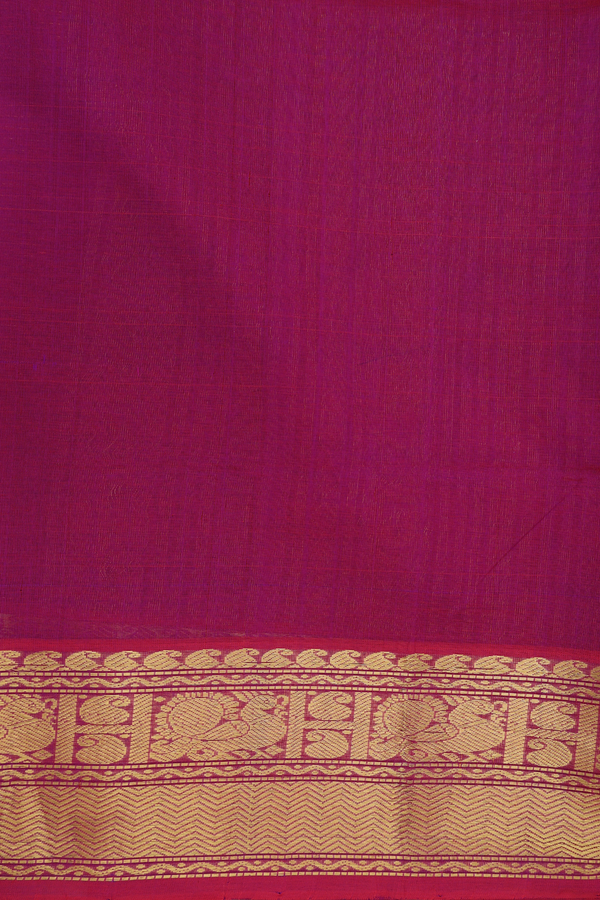 Traditional Silk Cotton Saree In Purple With Checks Design