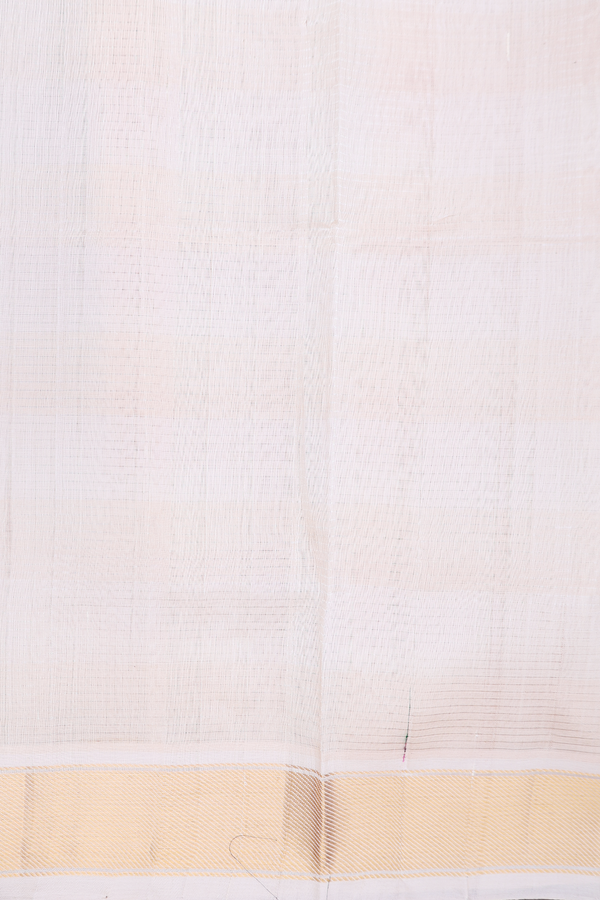 Silk Cotton Saree Yellow And Cream Color With Checks Design
