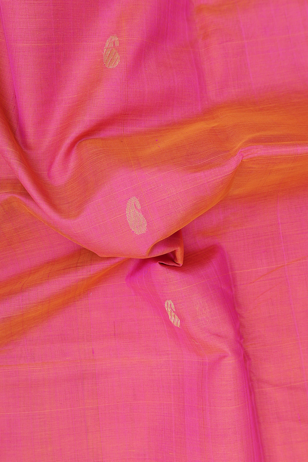 Traditional Silk Cotton Saree In Pink With Paisley Buttas