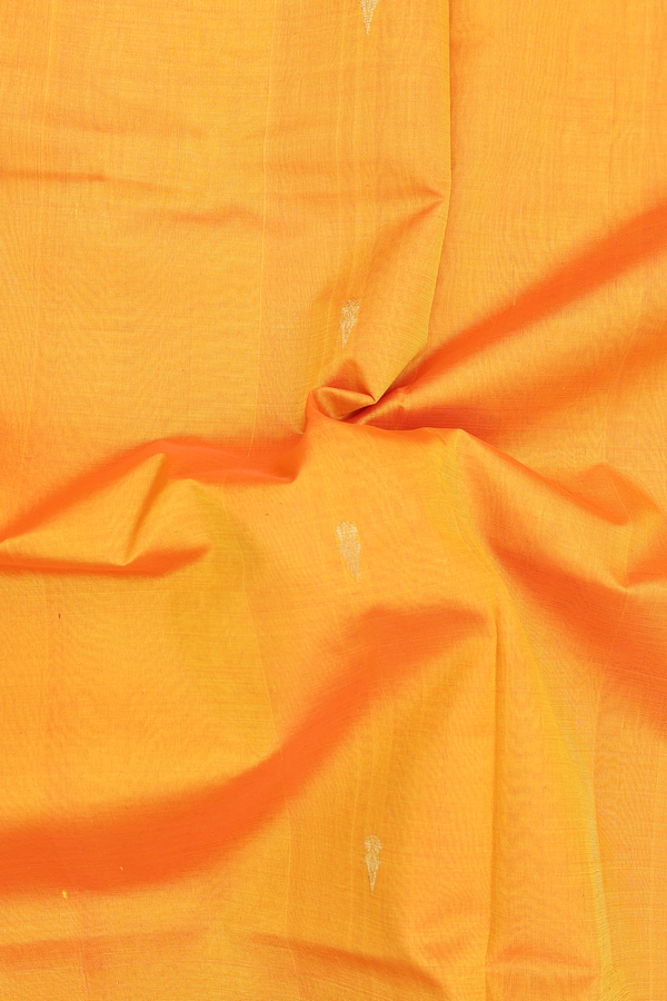 Traditional Silk Cotton Saree In Yellow With Zari Buttas