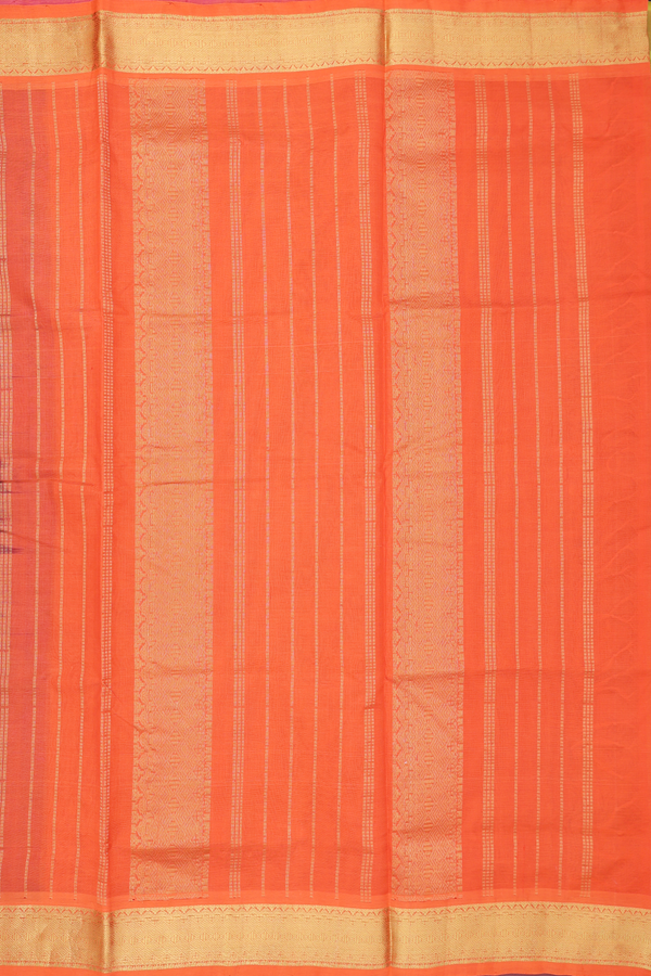 Traditional Silk Cotton Saree In Purple With Rudraksh Buttas