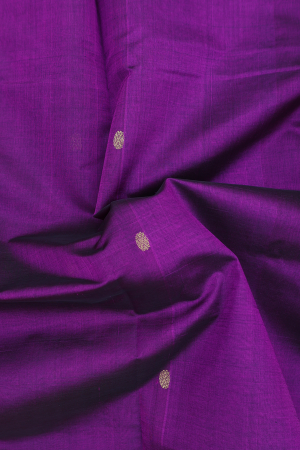 Traditional Silk Cotton Saree In Purple With Rudraksh Buttas