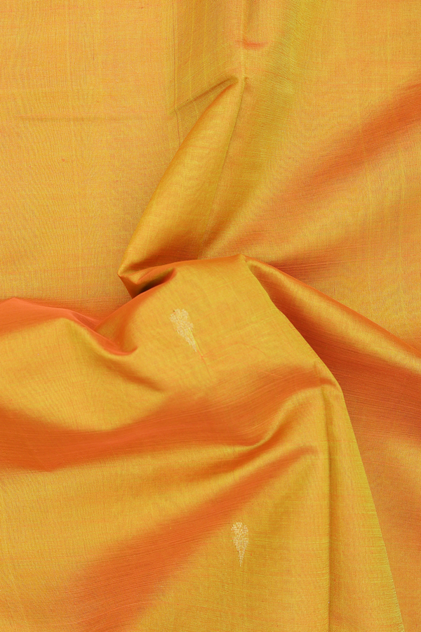 Traditional Silk Cotton Saree In Yellow With Zari Buttas