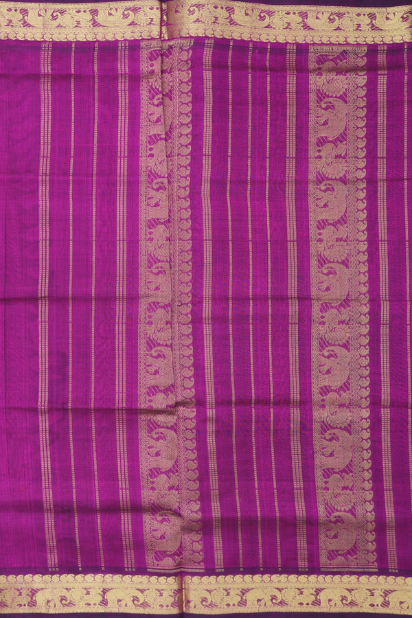 Traditional Silk Cotton Saree In Purple With Zari Buttas