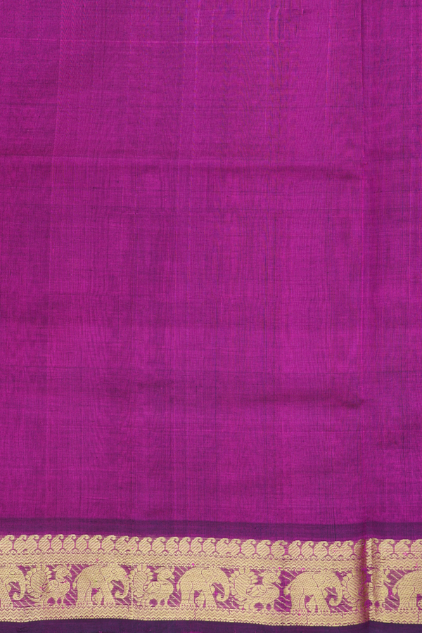 Traditional Silk Cotton Saree In Purple With Zari Buttas