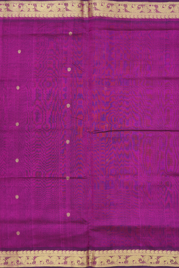 Traditional Silk Cotton Saree In Purple With Zari Buttas