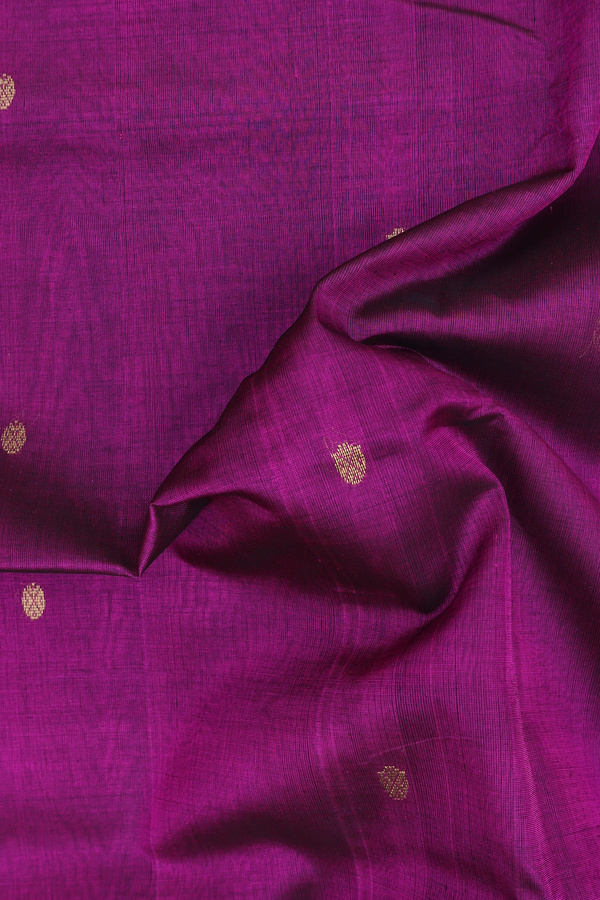 Traditional Silk Cotton Saree In Purple With Zari Buttas