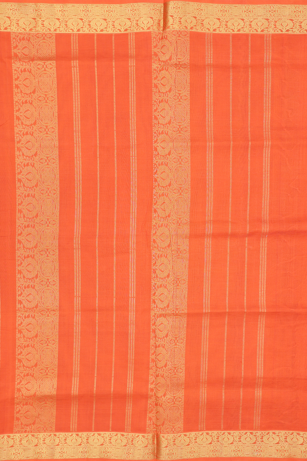 Traditional Silk Cotton Saree In Green With Rudraksh Buttas