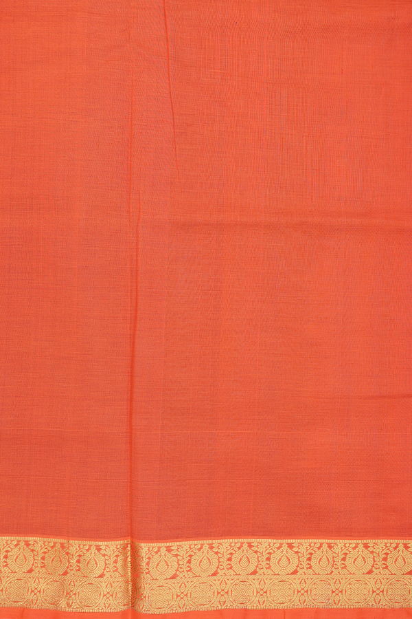 Traditional Silk Cotton Saree In Green With Rudraksh Buttas