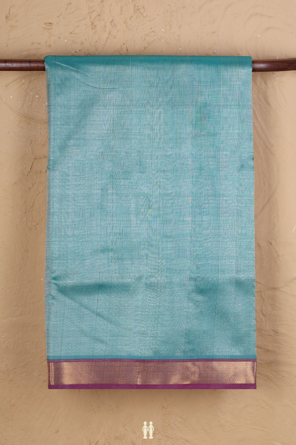 Traditional Silk Cotton Saree Blue With Twill Weave Border