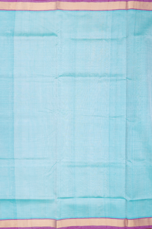 Traditional Silk Cotton Saree Blue With Twill Weave Border
