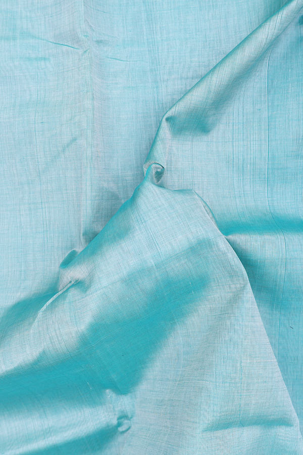 Traditional Silk Cotton Saree Blue With Twill Weave Border