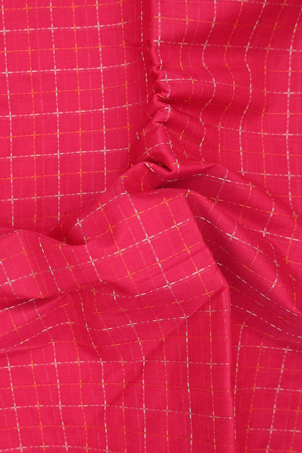 Traditional Silk Cotton Saree In Red With Checks Design