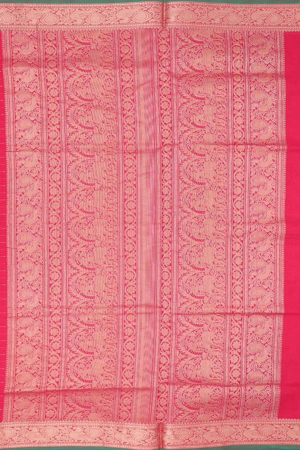Traditional Silk Cotton Saree In Red With Checks Design
