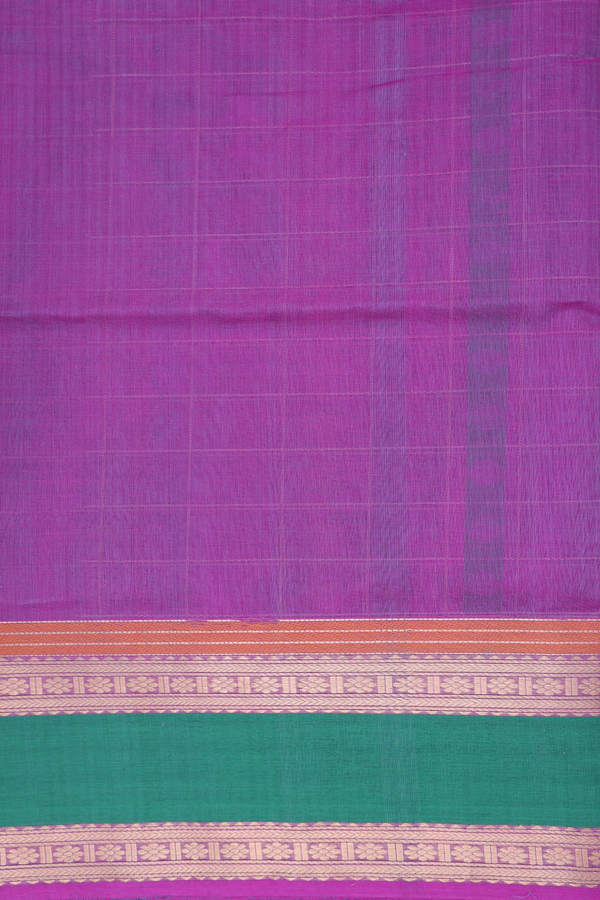 Traditional Silk Cotton Saree In Purple With Checks Design