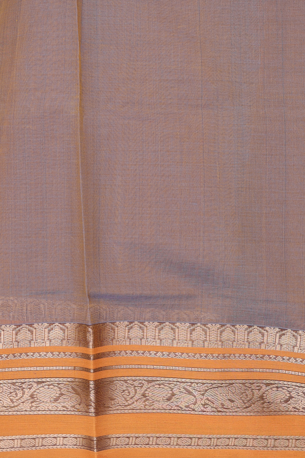 Traditional Silk Cotton Saree In Brown With Checks Design