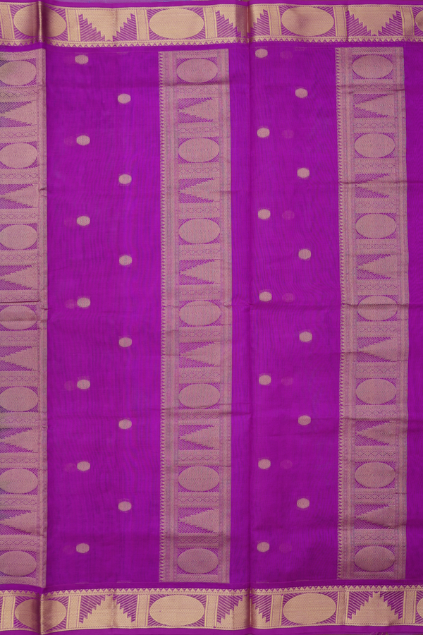 Traditional Silk Cotton Saree In Grey With Rudraksh Buttas