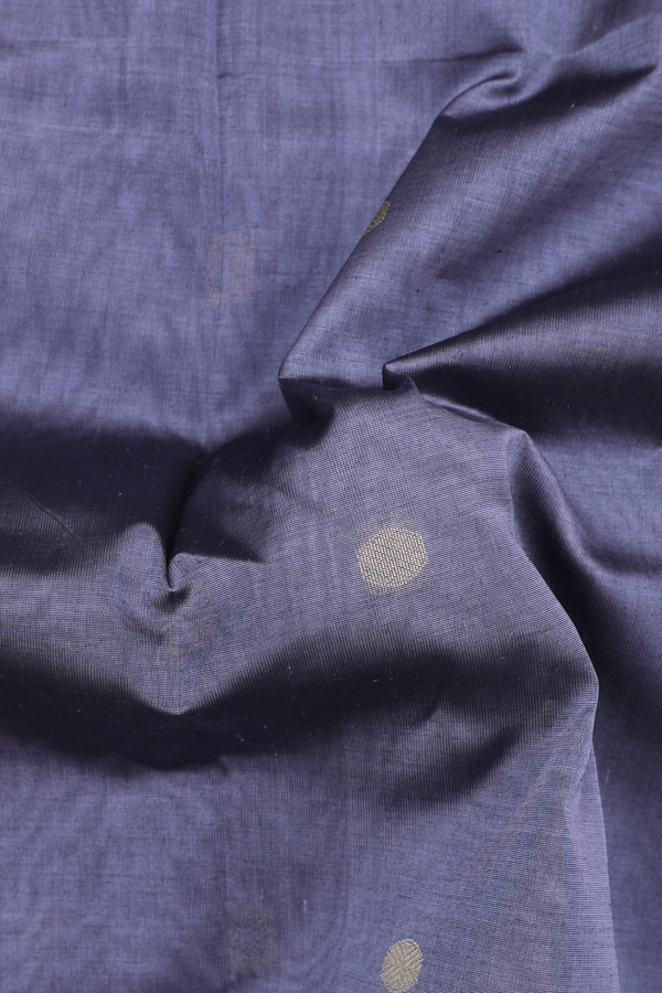 Traditional Silk Cotton Saree In Grey With Rudraksh Buttas