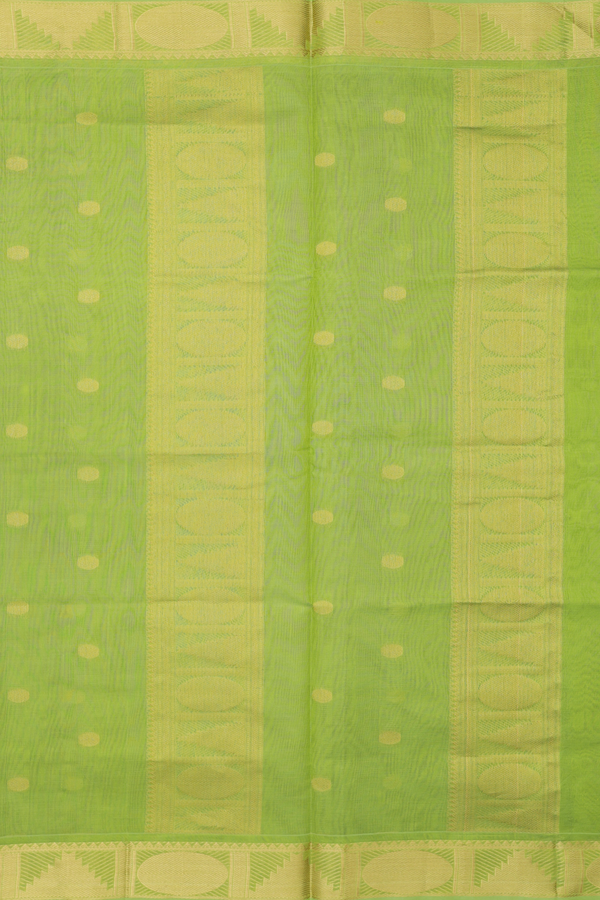 Traditional Silk Cotton Saree In Blue With Rudraksh Buttas