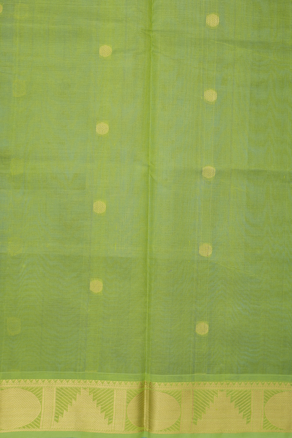 Traditional Silk Cotton Saree In Blue With Rudraksh Buttas