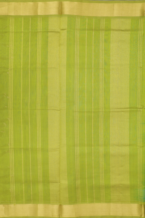 Silk Cotton Saree In Blue With Rudraksh Buttas