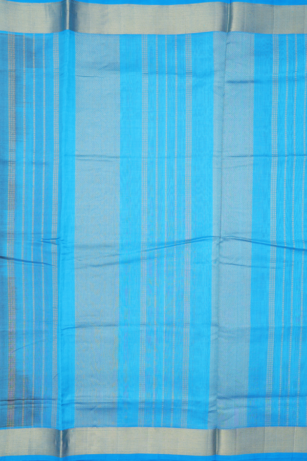 Silk Cotton Saree In Deep Purple With Stripes Design