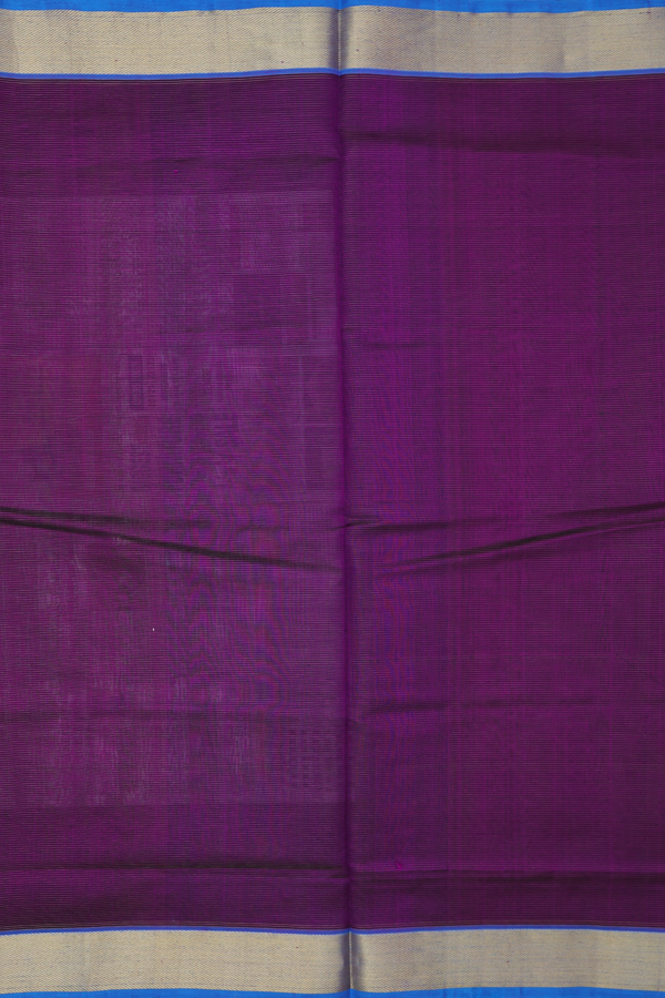 Silk Cotton Saree In Deep Purple With Stripes Design