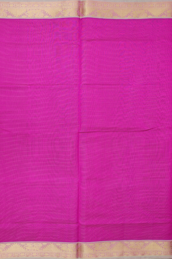 Silk Cotton Saree In Magenta With Stripes Design